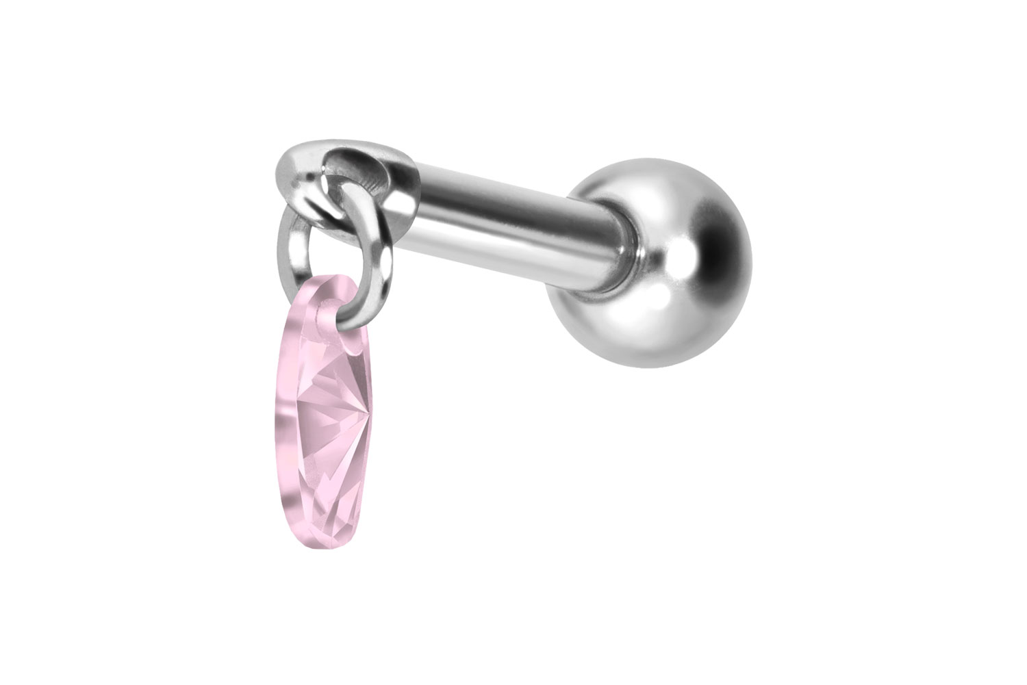 Titan Ohrpiercing mit Innengewinde KRISTALLOVAL